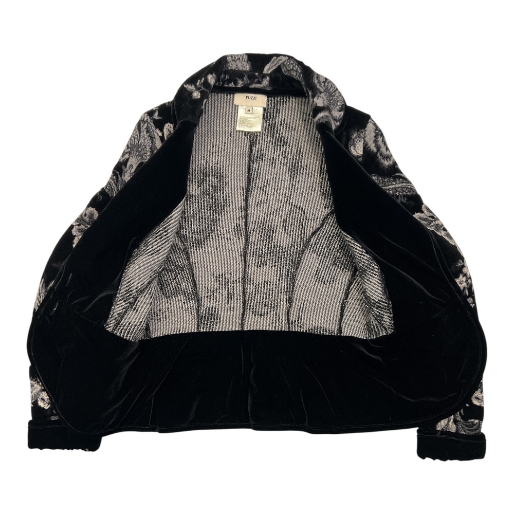 Fuzzi Artsy Evening Italian Luxe Velvet Floral Blazer Virgin Wool Viscose Size M - Picture 7 of 11